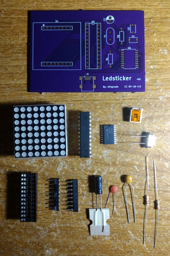 Custom PCB for Ledsticker on top. All components that will be soldered on the bottom.
