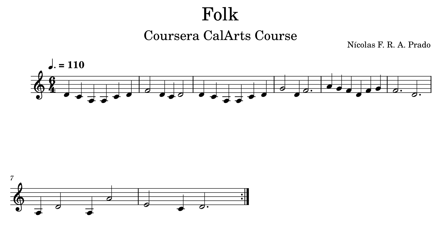 Folk melody music sheet
