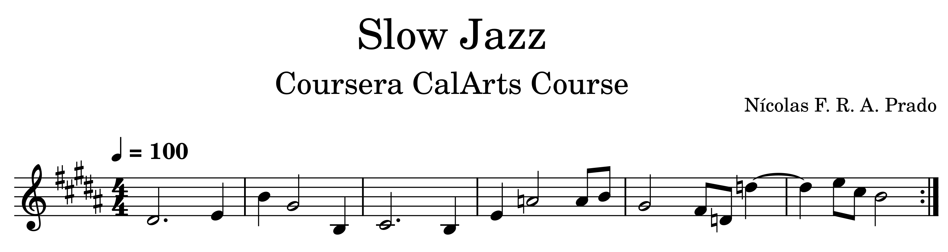 Partitura da melodia de jazz lento