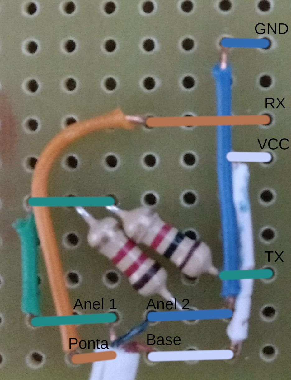 Conexões na PCB com indicações