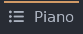 Status bar showing current schedule action: "Piano"